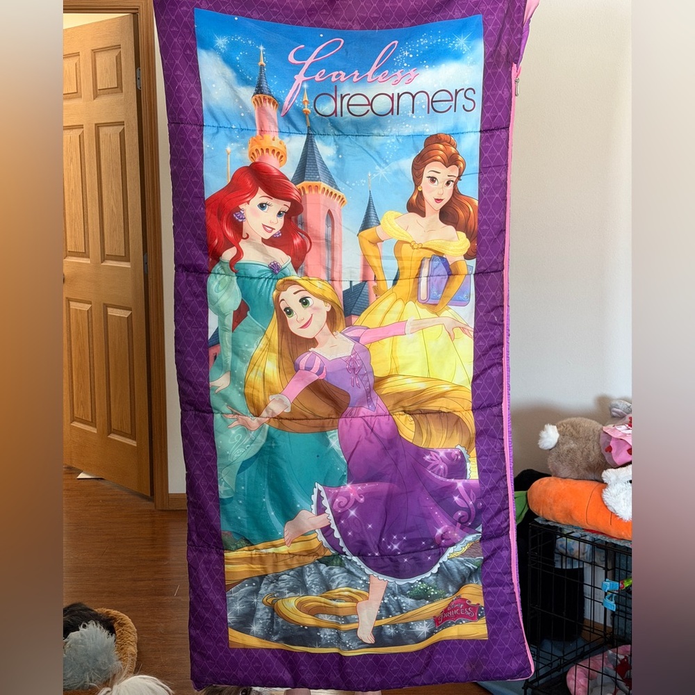 Disney Princess Sleeping Bag Blanket Ariel Belle Rapunzel Fearless Dreamers